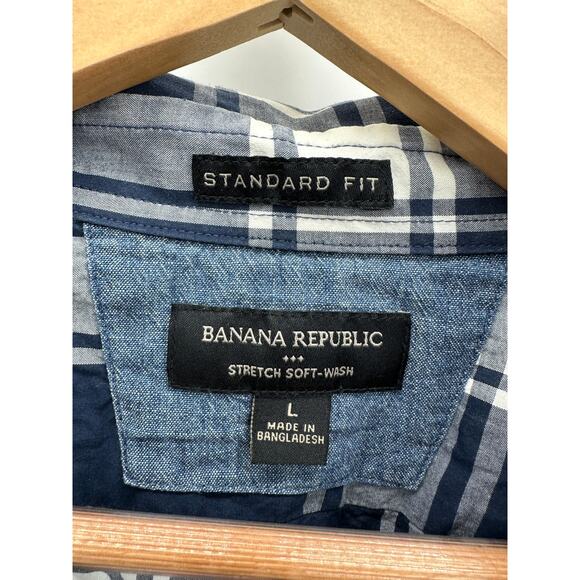 Banana Republic Standard Fit Black White Button Up Shirt Men's Size Large L - Picture 5 of 9